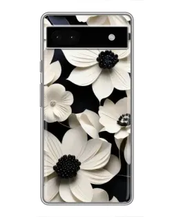 Чехол для Google Pixel 6a с картинкой «Объемные белые цветы»