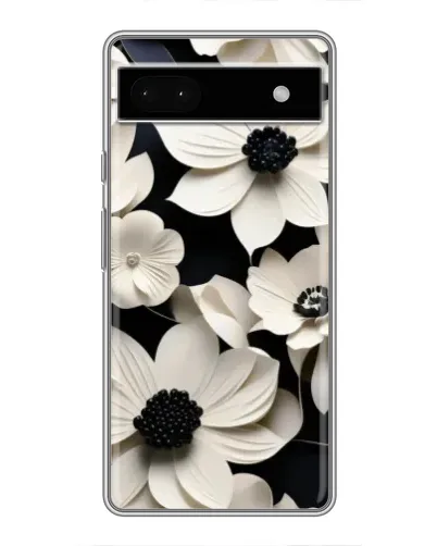Чехол для Google Pixel 6a с картинкой «Объемные белые цветы»