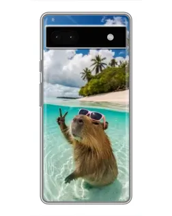 Чохол для Google Pixel 6a з картинкою «Капібара на морі»