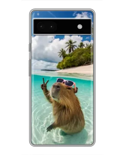 Чохол для Google Pixel 6a з картинкою «Капібара на морі»