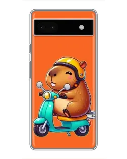Чохол для Google Pixel 6a з картинкою «Капібара на скутері»