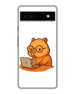 Чохол для Google Pixel 6a з картинкою «Капібара з ноутбуком»
