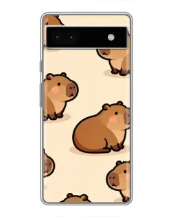 Чохол для Google Pixel 6a з картинкою «Паттерн милих капібар»