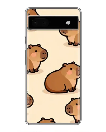 Чохол для Google Pixel 6a з картинкою «Паттерн милих капібар»