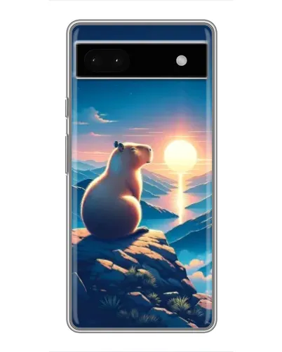 Чохол для Google Pixel 6a з картинкою «Захід сонця з капібарою»