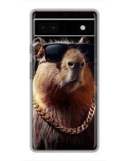 Чохол для Google Pixel 6a з картинкою «Капібара золотий ланцюг»