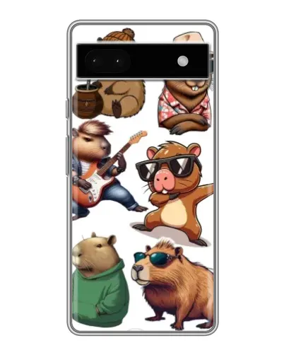 Чохол для Google Pixel 6a з картинкою «Круті капібари музиканти»