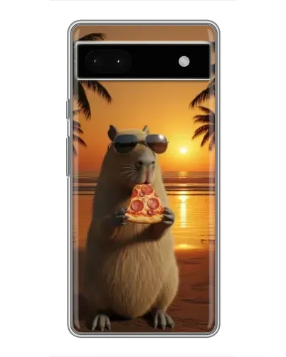 Чохол для Google Pixel 6a з картинкою «Капібара з піцою»