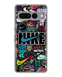 Чехол для Google Pixel 7 Pro с картинкой «Яркий коллаж Nike»