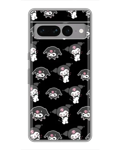 Чохол для Google Pixel 7 Pro з картинкою «Чорний паттерн Kuromi»