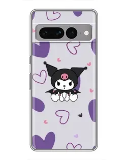 Чохол для Google Pixel 7 Pro з картинкою «Kuromi та лавандові серця»