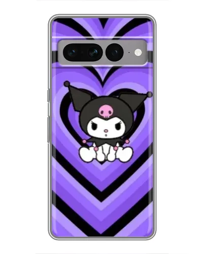 Чохол для Google Pixel 7 Pro з картинкою «Kuromi та фіолетові серця»