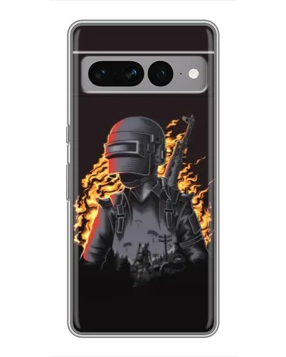 Чохол для Google Pixel 7 Pro з картинкою «PUBG — вогняний силует»