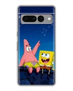 Чохол для Google Pixel 7 Pro з картинкою «Губка Боб та Патрік вночі»