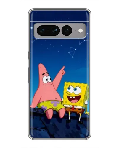 Чохол для Google Pixel 7 Pro з картинкою «Губка Боб та Патрік вночі»