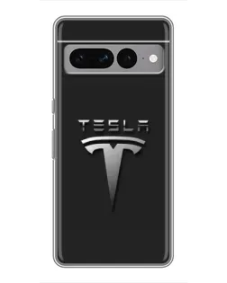 Чохол для Google Pixel 7 Pro з картинкою «Сталевий логотип Tesla»