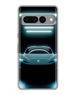 Чохол для Google Pixel 7 Pro з картинкою «Tesla в неоні»