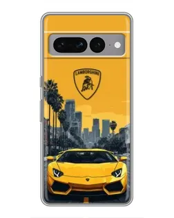 Чохол для Google Pixel 7 Pro з картинкою «Жовтий Lamborghini місто»