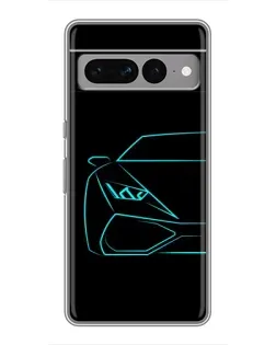 Чохол для Google Pixel 7 Pro з картинкою «Блакитний силует Lamborghini»