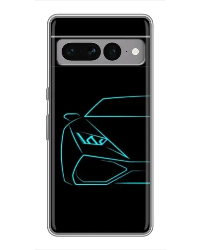 Чохол для Google Pixel 7 Pro з картинкою «Блакитний силует Lamborghini»