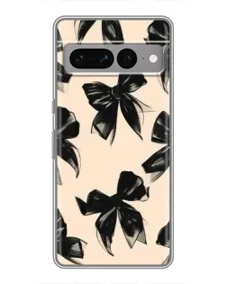 Чехол для Google Pixel 7 Pro с картинкой «Паттерн черные банты»