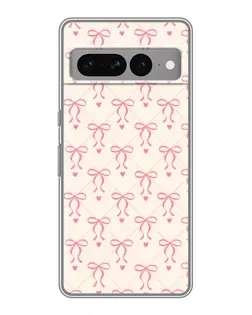 Чехол для Google Pixel 7 Pro с картинкой «Розовые бантики Coquette»