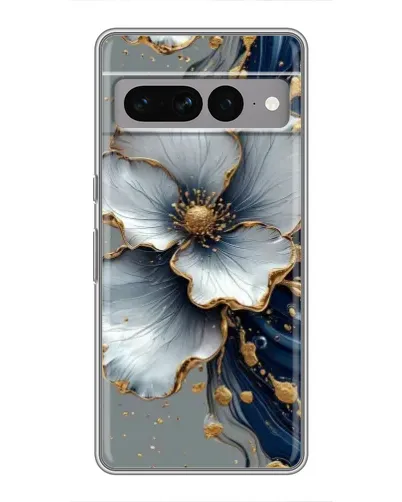 Чохол для Google Pixel 7 Pro з картинкою «Біла квітка та золотий флюїд»