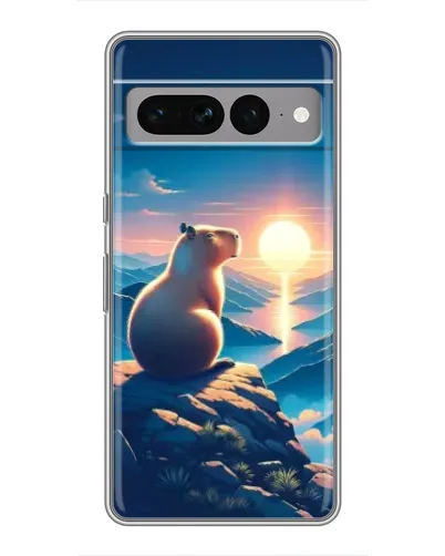 Чохол для Google Pixel 7 Pro з картинкою «Захід сонця з капібарою»