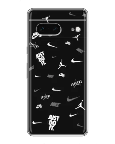 Чехол для Google Pixel 7 с картинкой «Nike Black Pattern»