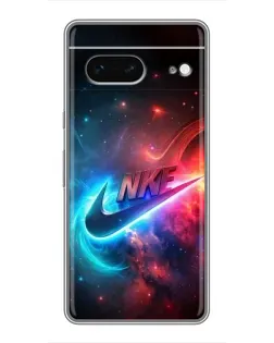 Чехол для Google Pixel 7 с картинкой «Огненный логотип Nike»