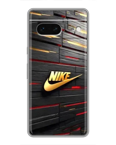 Чехол для Google Pixel 7 с картинкой «Золотой Nike на металле»