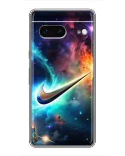 Чехол для Google Pixel 7 с картинкой «Космический Nike Swoosh»