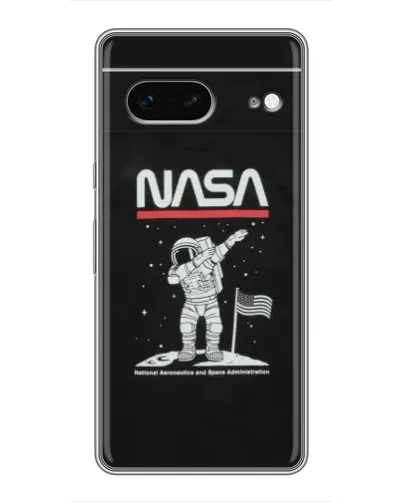 Чехол для Google Pixel 7 с картинкой «NASA — шагаем по Луне»