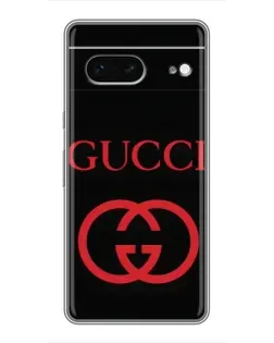 Чехол для Google Pixel 7 с картинкой «Gucci — красный логотип»