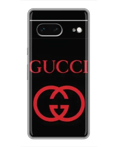 Чехол для Google Pixel 7 с картинкой «Gucci — красный логотип»