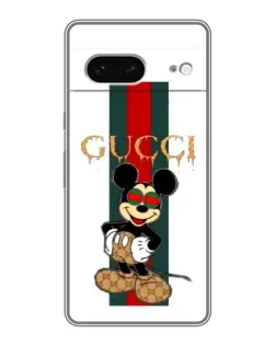Чехол для Google Pixel 7 с картинкой «Микки Маус Gucci — полосы»