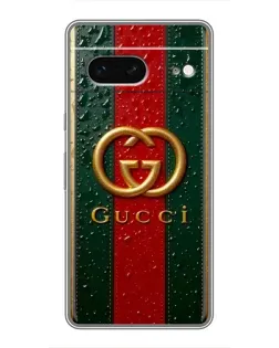 Чохол для Google Pixel 7 з картинкою «Gucci — фірмова смуга та золото»