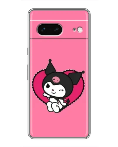 Чехол для Google Pixel 7 с картинкой «Kuromi — любовь в сердце»