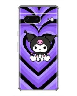 Чехол для Google Pixel 7 с картинкой «Kuromi и фиолетовые сердца»