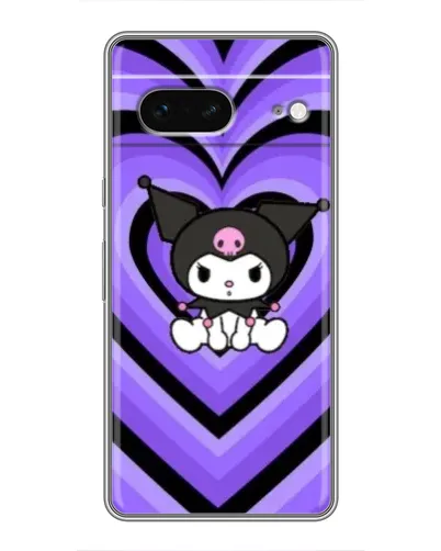 Чехол для Google Pixel 7 с картинкой «Kuromi и фиолетовые сердца»