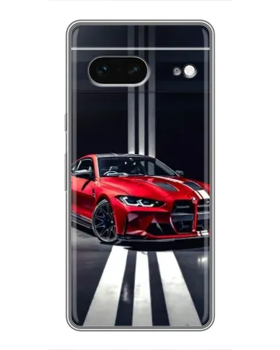 Чехол для Google Pixel 7 с картинкой «Красная BMW на дороге»