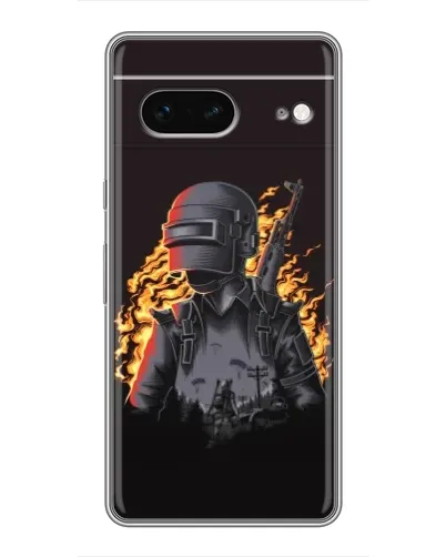 Чехол для Google Pixel 7 с картинкой «PUBG — огненный силуэт»