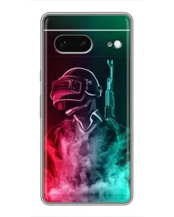 Чехол для Google Pixel 7 с картинкой «PUBG — огненный воин»