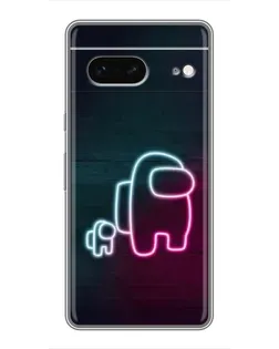Чехол для Google Pixel 7 с картинкой «Among Us неон-арт»