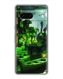 Чехол для Google Pixel 7 с картинкой «Minecraft лесной пейзаж»