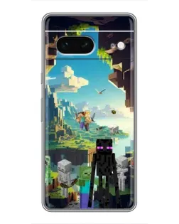 Чехол для Google Pixel 7 с картинкой «Эндермен в лесу»