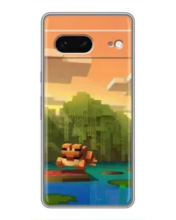 Чохол для Google Pixel 7 з картинкою «Майнкрафт захід сонця»