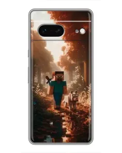 Чехол для Google Pixel 7 с картинкой «Стив в лесу»