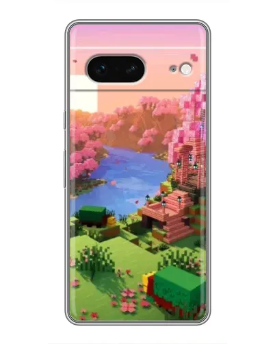 Чехол для Google Pixel 7 с картинкой «Розовое дерево Minecraft»