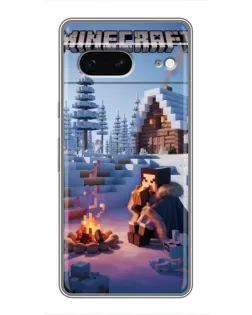 Чехол для Google Pixel 7 с картинкой «Зимний Minecraft»